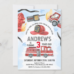 Invitation Pompier individuel Camion Fête d'anniversaire