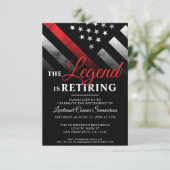 Invitation Pompier Mince Red Line Pompier Parti de retraite (Debout devant)