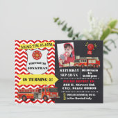 Invitation Pompier n'importe quel âge Anniversaire avec photo (Debout devant)