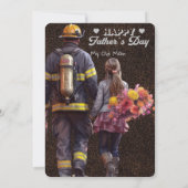 Invitation Pompier papa-Fête des pères-père fille (Dos)