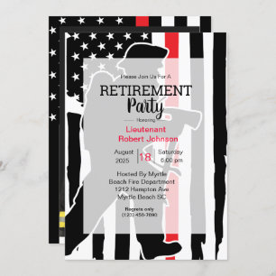 Invitation Pompier Photo American Flag Retirement Party