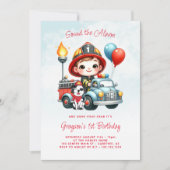 Invitation Pompier pompier 1er anniversaire (Devant)