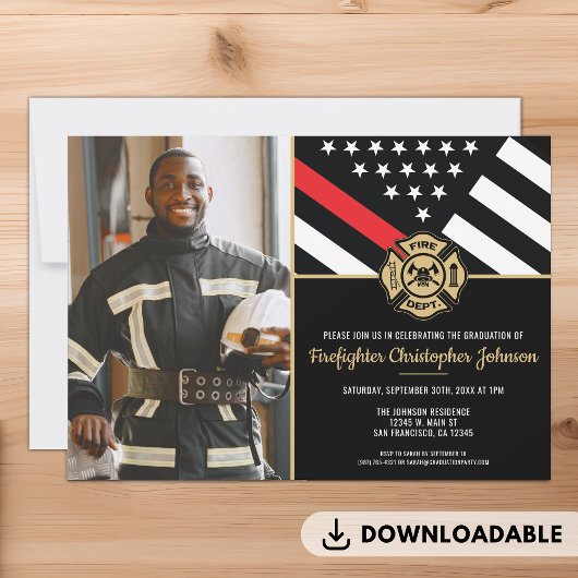 Invitation Pompier Pompier Académie de Diplôme de pompiers Ph