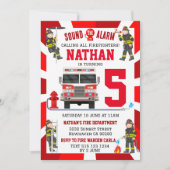 Invitation Pompier pompier Anniversaire Fête de Camion d'ince (Devant)