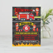 Invitation Pompier pompier Anniversaire Feu de Camion Invi (Debout devant)