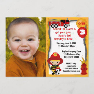 Invitation Pompier Pompier Dalmatien Anniversaire FFP01C