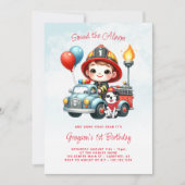 Invitation Pompier pompier garçon 1er anniversaire (Devant)