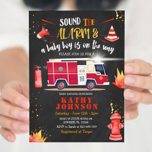 Invitation Pompier Pompier Garçon Baby Baby shower Son