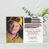 Invitation Pompier Pompier Mince Rouge Photo Retraite (Debout devant)