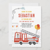Invitation Pompier Pompier Moteur d'incendie fête d'anniversa (Devant)