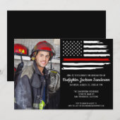 Invitation Pompier pompier photo de l'Académie des pompiers (Devant / Derrière)