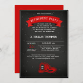 Invitation Pompier Red Black Retraite Party (Devant / Derrière)