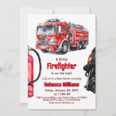 Invitation Pompier Red Fire Truck Baby shower garçon (Devant)