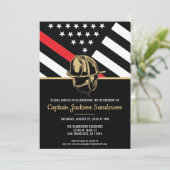 Invitation Pompier Retraite Ligne Rouge Drapeau Fête Feu (Debout devant)