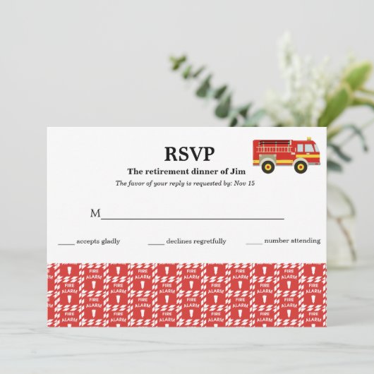 Invitation Pompier rsvp (Debout devant)