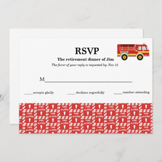 Invitation Pompier rsvp (Devant / Derrière)