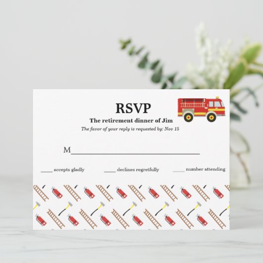 Invitation Pompier rsvp (Debout devant)