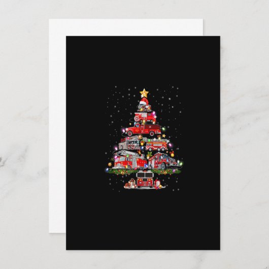 Invitation Pompier sapin de Noël Camion de pompier Xmas Pompi (Devant / Derrière)