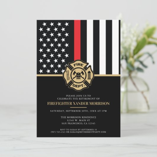 Invitation Pompier Service des incendies Parti de retraite (Debout devant)