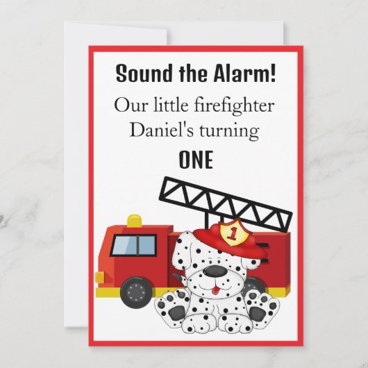 Invitation Pompier Sonne l'alarme (Devant)