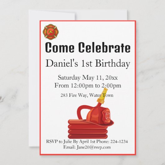 Invitation Pompier Sonnez l'alarme (Dos)