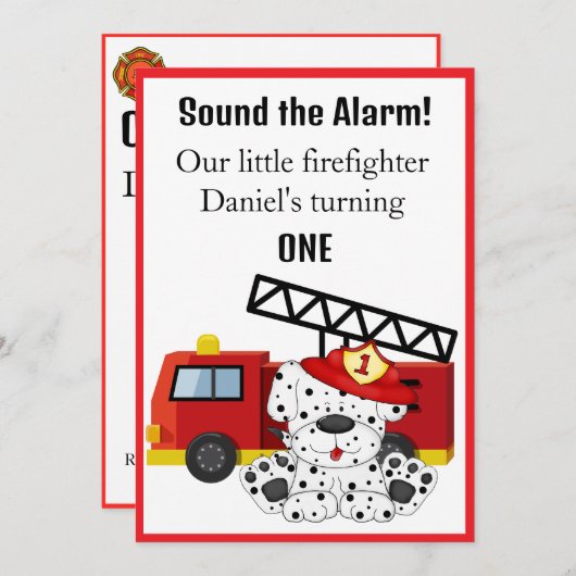 Invitation Pompier Sonnez l'alarme (Devant / Derrière)