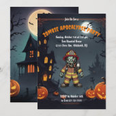 Invitation Pompier Zombie. Parti Apocalypse Zombie (Devant / Derrière)