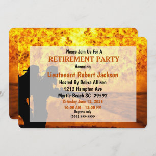 Invitation Pompiers/chef incendie Flames retraite