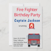 Invitation Pompiers garçons visage dans trou photo Anniversai (Dos)