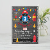 Invitation Pompiers Porte et insigne Anniversaire (Debout devant)