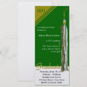 Invitation Pompon de remise des diplômes/ Or et Vert (Devant / Derrière)