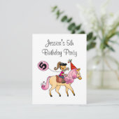 Invitation Poney mignon et 5ème partie de fille (Debout devant)