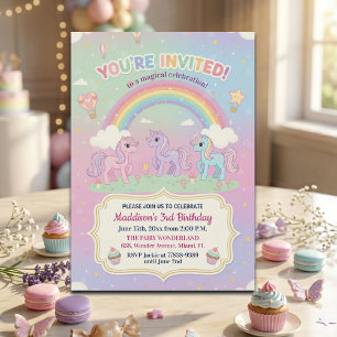 Invitation Poneys et Arc-en-ciel 3e Anniversaire