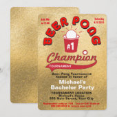 Invitation Pong de bière pour enterrement de vie de garçon (Devant / Derrière)