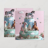 INVITATION PONIES & CASTLES CAKE ANNIVERSAIRE DE ENFANT (Devant / Derrière)