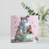INVITATION PONIES & CASTLES CAKE ANNIVERSAIRE DE ENFANT (Debout devant)