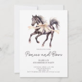 Invitation Ponies et vaches Black Horse 8e fête d'anniversair (Devant)