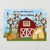 Invitation Ponies mignonnes et grange Baby shower à cheval d' (Devant / Derrière)