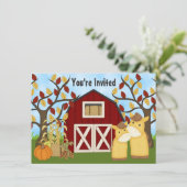 Invitation Ponies mignonnes et grange Baby shower à cheval d' (Debout devant)