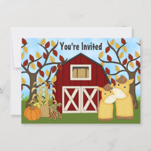Invitation Ponies mignonnes et grange Baby shower à cheval d'