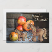 Invitation Ponies mignonnes et pommes Baby shower à cheval d' (Devant)
