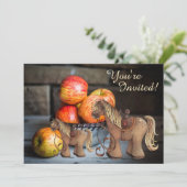 Invitation Ponies mignonnes et pommes Baby shower à cheval d' (Debout devant)