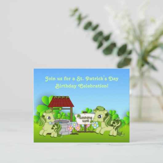 Invitation Ponies Vert mignon Saint Patrick's Day Horse Anniv (Debout devant)