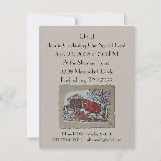 Invitation Pont couvert et Sleigh (Dos)