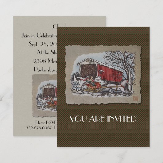 Invitation Pont couvert et Sleigh (Devant / Derrière)