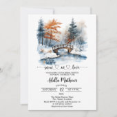 Invitation Pont dans la Fête des mariées Forêt neige en amour (Devant)