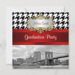 Invitation Pont de Brooklyn Quadrillé Noir et Blanc Diplôme