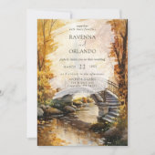 Invitation Pont de pierre rustique d'automne de mariage de ri (Devant)