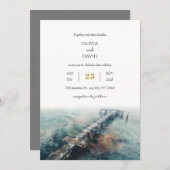 Invitation Ponte en bois rustique Chic Oceanic Art Beach Mari (Devant / Derrière)