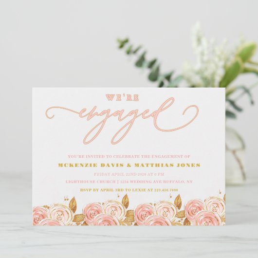 Invitation Pony or rose Nous sommes engagés pour la partie En (Debout devant)